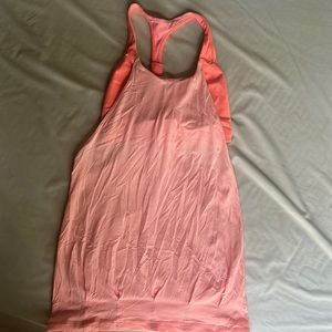 Lululemon No Limits Racerback Bra with Sheer Tank Overlay, Size 4
